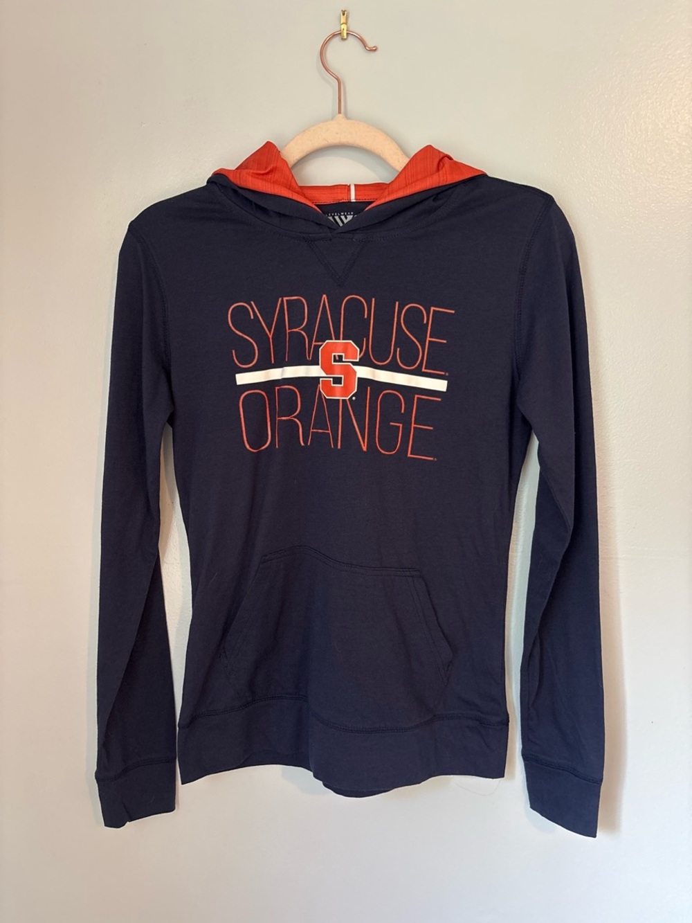 Syracuse Orange Women's Long Sleeve Hooded Tee - Navy with Orange Accent